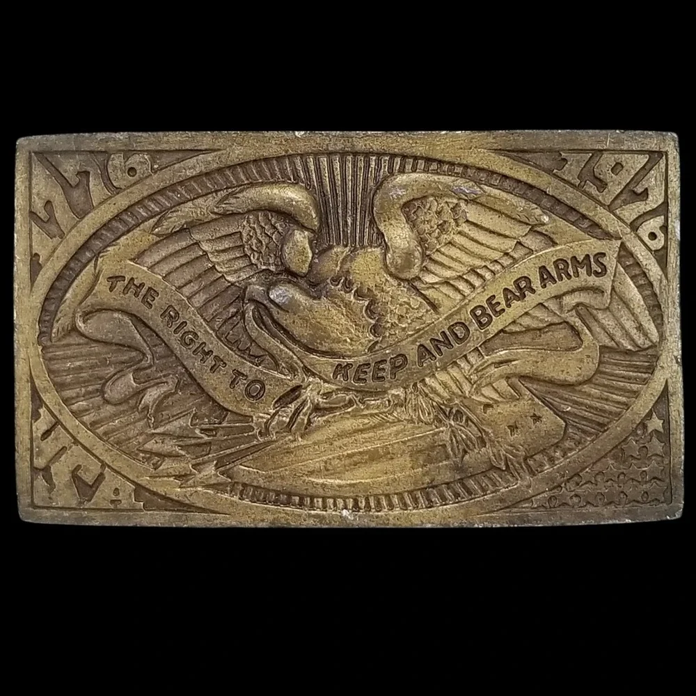 The Right To Keep And Bear Arms - Eagle 1976 Belt Buckle Brass Plated‎ USA Made